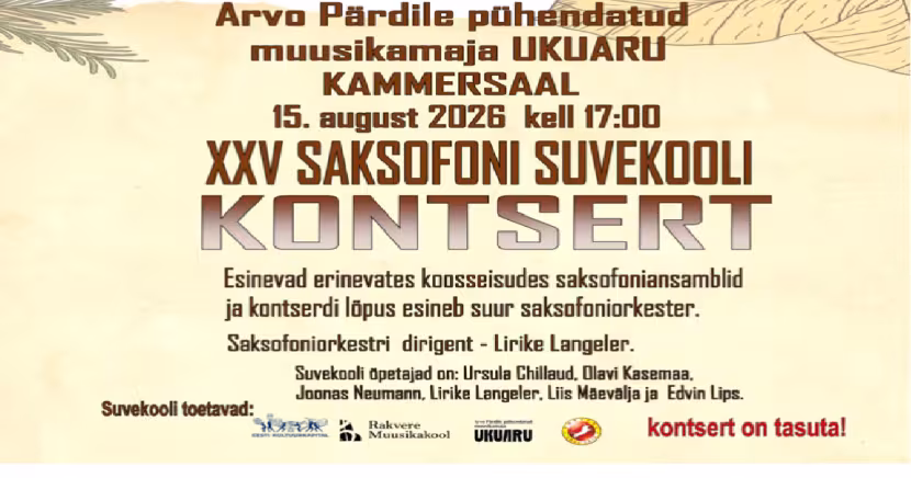 Saksofoni Suvekool 15.08.2026