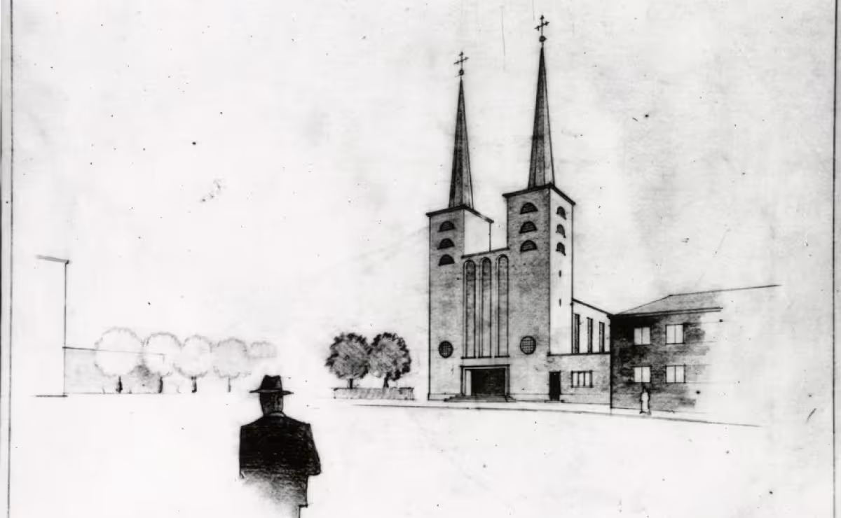 Rakvere Pauluse kiriku l&otilde;plik lahendus, perspektiivvaade. 