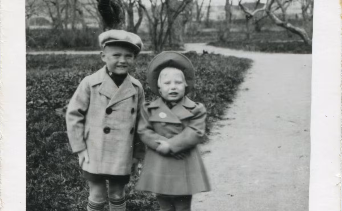 4-year-old Arvo P&auml;rt with his friend in Rakvere Park. Photo: Arvo P&auml;rt Centre